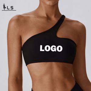 SC10188 Кръстосан гръб йога спортен сутиен с висок удар подплатен синьо едно рамо задника асансьор спортен сутиен сутиен