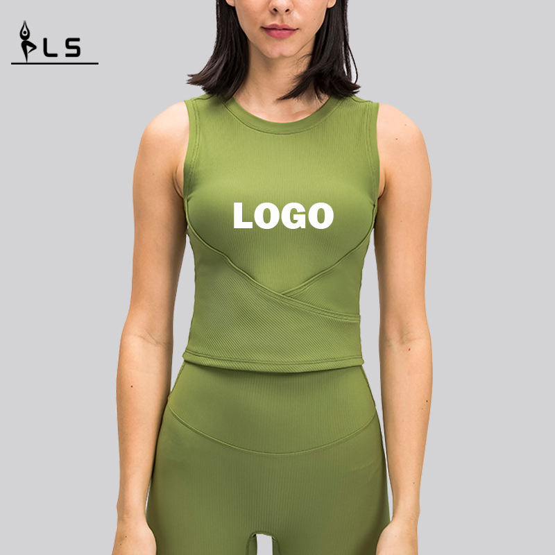 SC10254 Vest Sportswear Workout Yoga Tank Top за жена оребрена подплатена йога резервоар отгоре сутиен