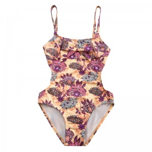 Детски бански костюм с отпечатан халтер обратно издълбан