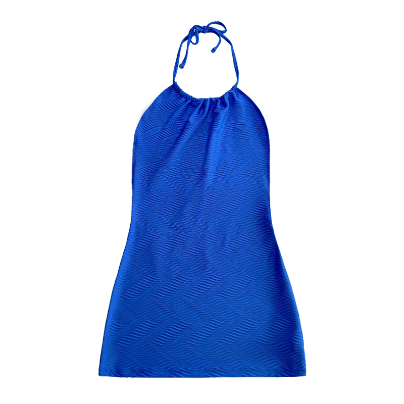 Синя шаблон специална рокля с каишка от плат от плат